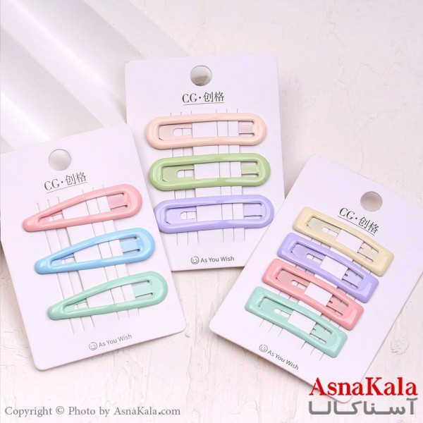 گیره مو تق تقی کارتی لاکی رنگی کد HAIR13729W