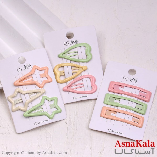 گیره مو تق تقی کارتی مینیمال مجموعه 3عددی کد HAIR13733W