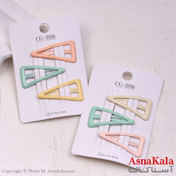 گیره مو تق تقی کارتی مینیمال مثلث مجموعه 3عددی کد HAIR13738W