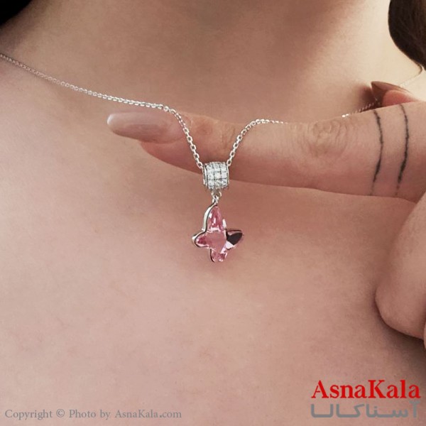 گردنبند زنانه سواروسکی اورجینال پروانه با کارت گارانتی و جعبه سواروفسکی کد GNB16774W