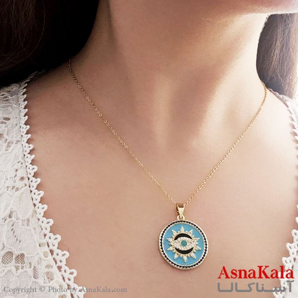 گردنبند دخترانه استیل 316 مدل چشم نظر آبی کد GNB16777W