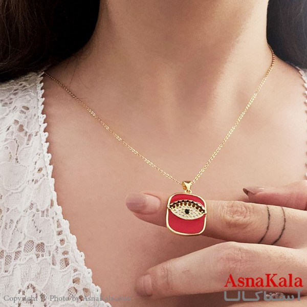گردنبند دخترانه استیل 316 مدل چشم نظر قرمز کد GNB16778W