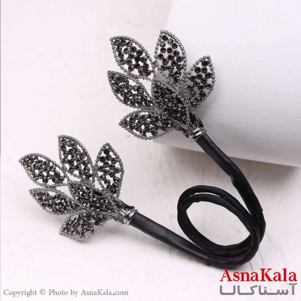 باندفر مو زنانه مجلسی مدل برگ نگین مشکی کد HAIR13772W
