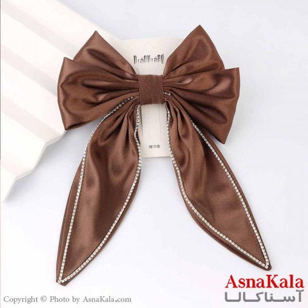 گیره مو زنانه مدل پاپیون فرانسوی ساتن نگینی جنس خارجی کد HAIR13781W