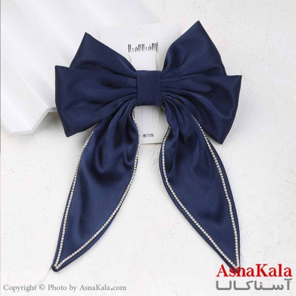 گیره مو زنانه مدل پاپیون فرانسوی ساتن نگینی جنس خارجی کد HAIR13783W
