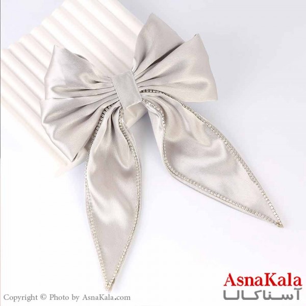 گیره مو زنانه مدل پاپیون فرانسوی ساتن نگینی کد HAIR13787W
