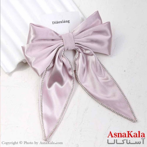 گیره مو زنانه مدل پاپیون فرانسوی ساتن نگینی کد HAIR13790W