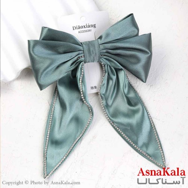 گیره مو زنانه مدل پاپیون فرانسوی ساتن نگینی کد HAIR13793W