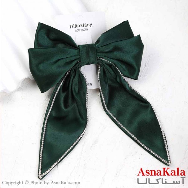 گیره مو زنانه مدل پاپیون فرانسوی ساتن نگینی کد HAIR13795W