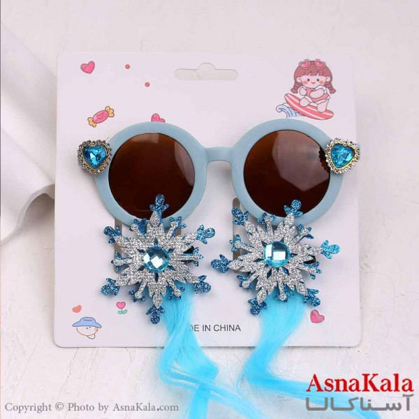گیره مو دخترونه ریسه ای رنگی و عینک فانتزی مدل برف آبی کد HAIR13811W