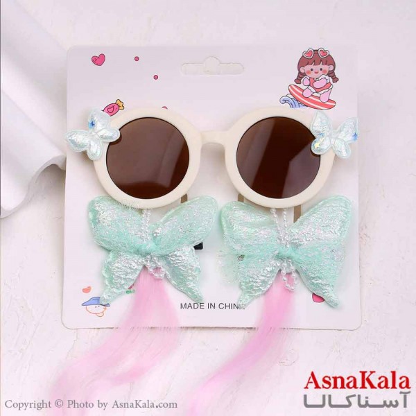 گیره مو دخترونه ریسه ای رنگی و عینک فانتزی مدل پروانه کد HAIR13812W