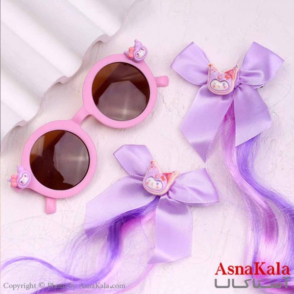 گیره مو دخترونه ریسه ای رنگی و عینک فانتزی مدل پاپیون کد HAIR13813W