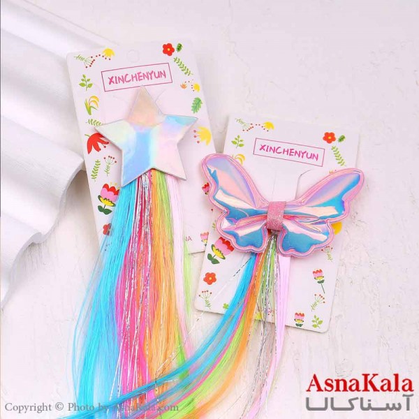 گیره انبری اکستنشن دار دخترونه مدل پروانه و ستاره  کد HAIR13825W