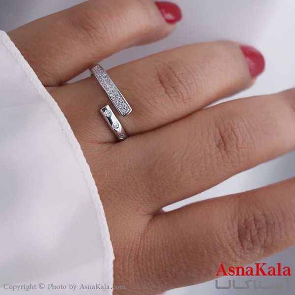 انگشتر زنانه استیل مدل خطی نقره ای کد ANG19494W
