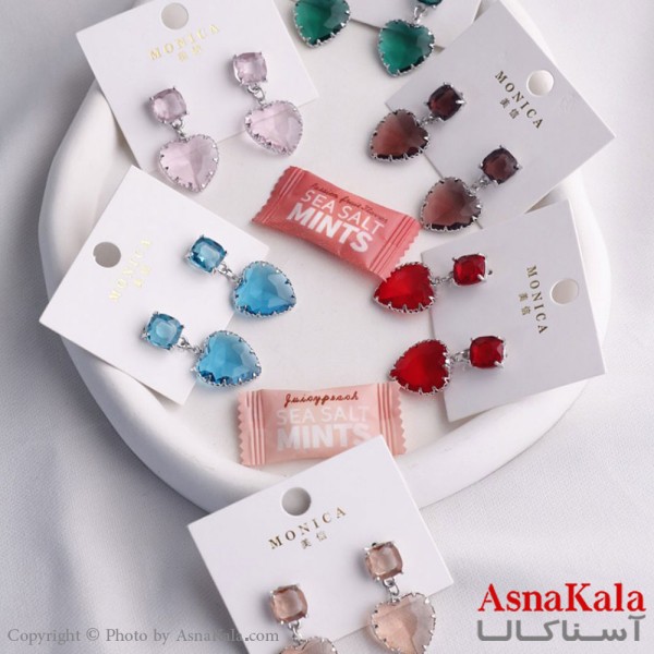 گوشواره آویز زنانه مدل قلبی استیل 316 کد GSH15582W