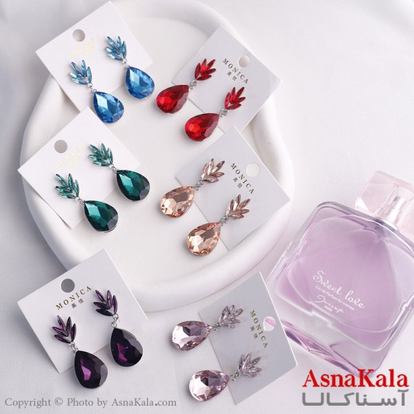 گوشواره آویز زنانه مدل اشک تاجی استیل 316 کد GSH15585W