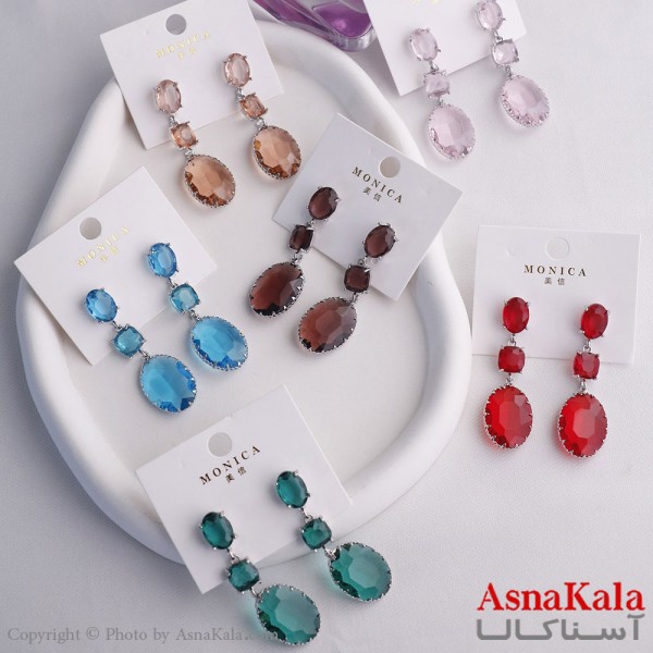 گوشواره آویز زنانه مدل بیضی استیل 316 کد GSH15591W