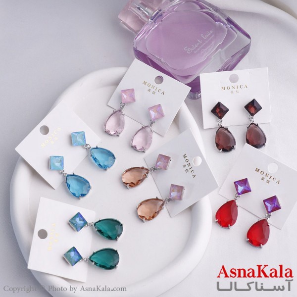 گوشواره آویز زنانه مدل قطره براق استیل 316 کد GSH15597W