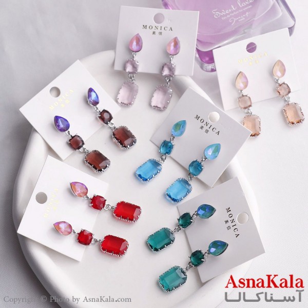 گوشواره آویز زنانه مدل مربع درخشان استیل 316 کد GSH15599W