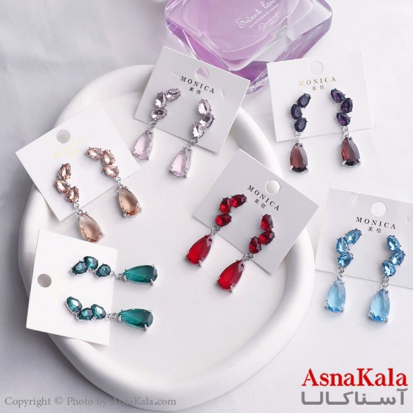 گوشواره آویز زنانه مدل الماسی استیل 316 کد GSH15600W