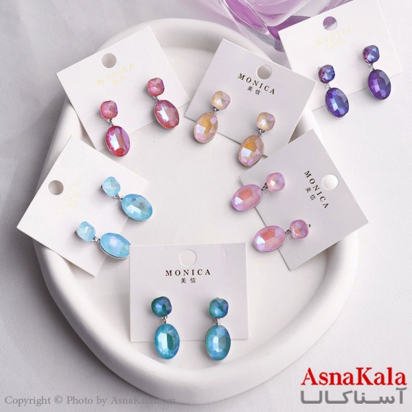 گوشواره آویز زنانه مدل جواهر  استیل 316 کد GSH15601W