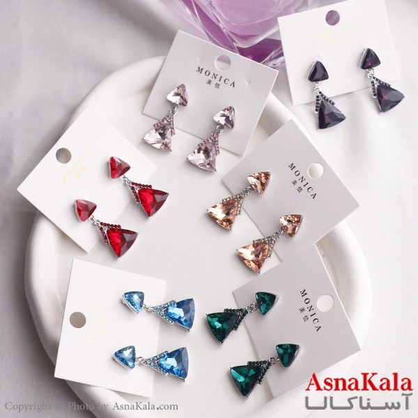 گوشواره آویز زنانه مدل مثلث درخشان استیل 316 کد GSH15604W