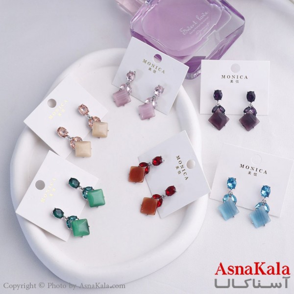 گوشواره آویز زنانه مدل لوزی الماسی استیل 316 کد GSH15606W