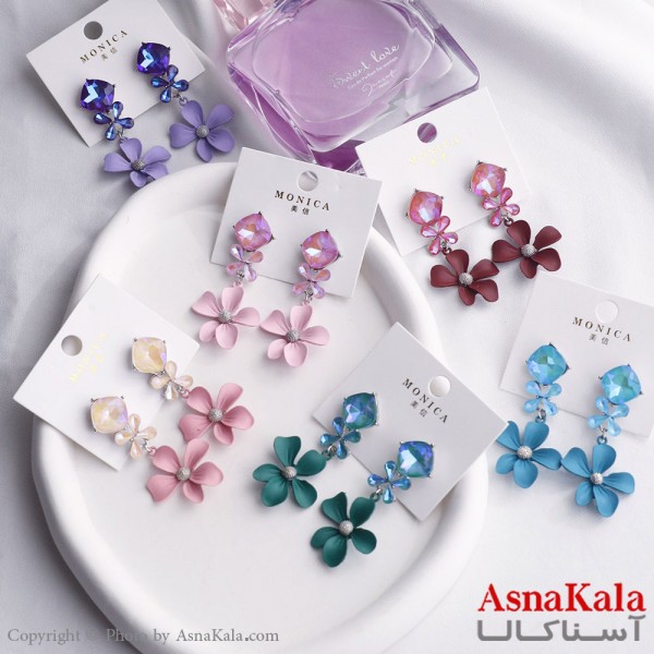 گوشواره آویز زنانه مدل گل استیل 316 کد GSH15608W