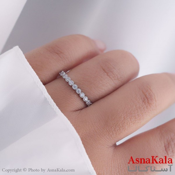 انگشتر زنانه استیل مدل نگین ریز نقره ای آبکاری رادیوم کد ANG19498W