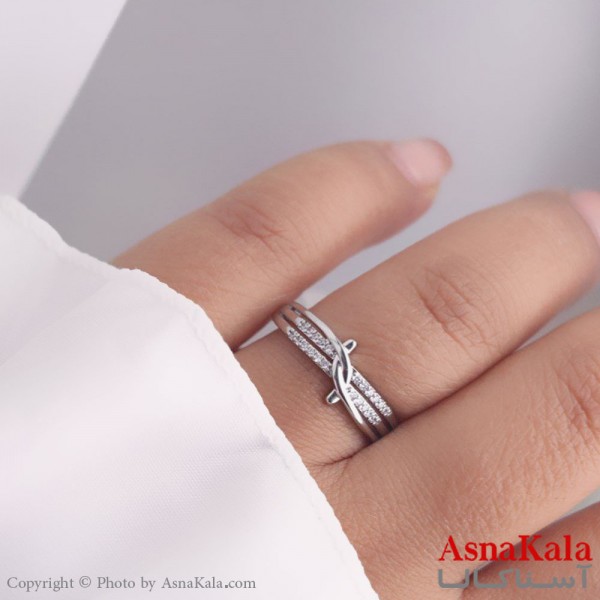 انگشتر زنانه استیل مدل گره ای نقره ای کد ANG19513W