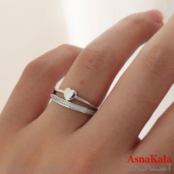 انگشتر زنانه استیل مدل قلب مینیمال نقره ای کد ANG19515W