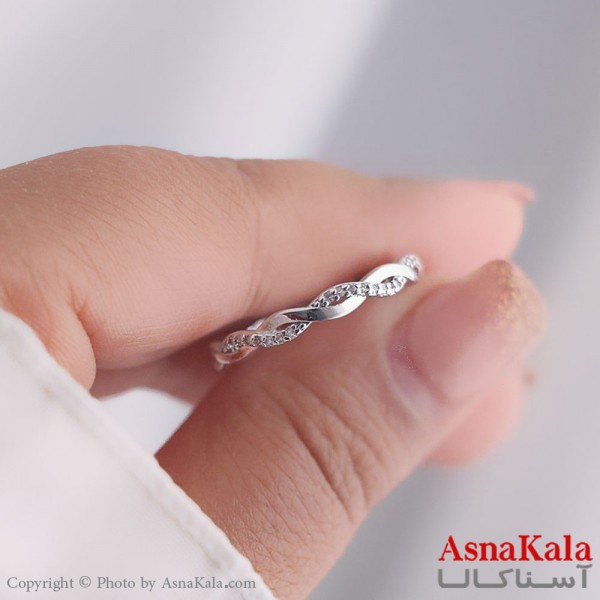 انگشتر زنانه استیل مدل پیچی نقره ای کد ANG19518W