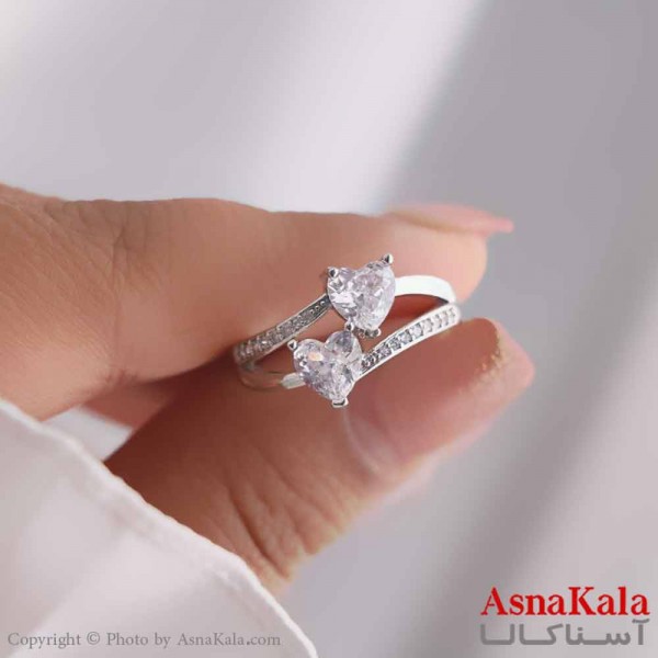 انگشتر زنانه استیل مدل مینیمال قلبی نقره ای کد ANG19523W