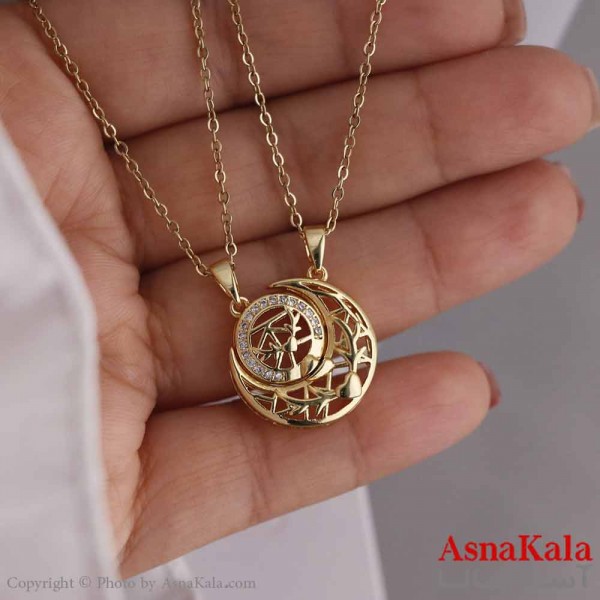 گردنبند ست دو نفره استیل 316 مدل ماه و خورشید کد GNB16806W