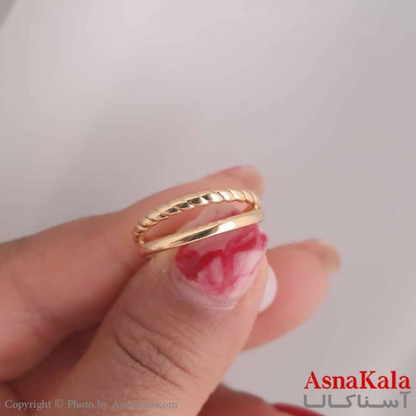 انگشتر زنانه ژوپینگ مدل مینیمال دولاین طلایی کد ANG19527W