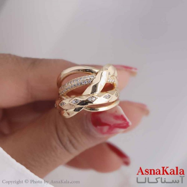 انگشتر زنانه ژوپینگ مدل متصل طلایی کد ANG19530W