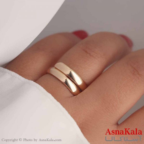 انگشتر زنانه ژوپینگ مدل دو لاین ساده طلایی کد ANG19531W