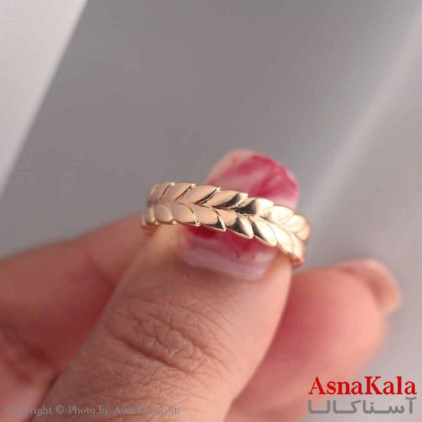 انگشتر زنانه ژوپینگ  مدل مینیمال برگ طلایی کد ANG19533W