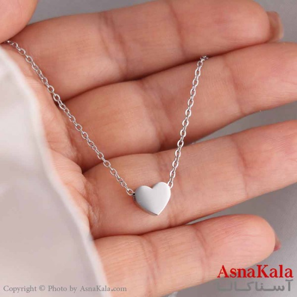 گردنبند استیل 316 مدل مینیمال قلبی نقره ای  کد GNB16810W