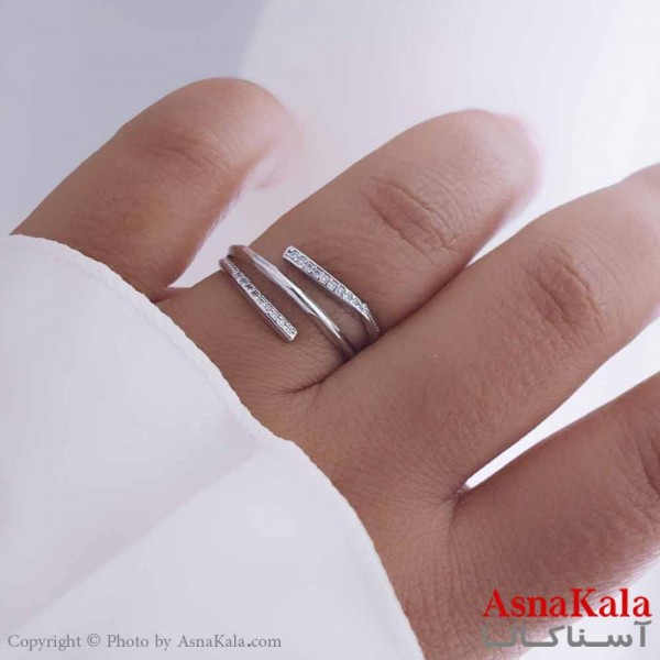 انگشتر زنانه استیل مدل خطی مینیمال نقره ای کد ANG19539W