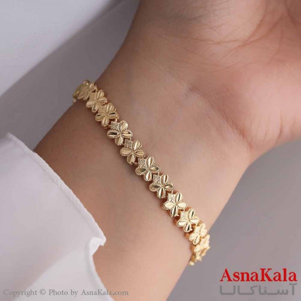 دستبند زنانه طلاروس مدل گل طلایی کد DSB18572W