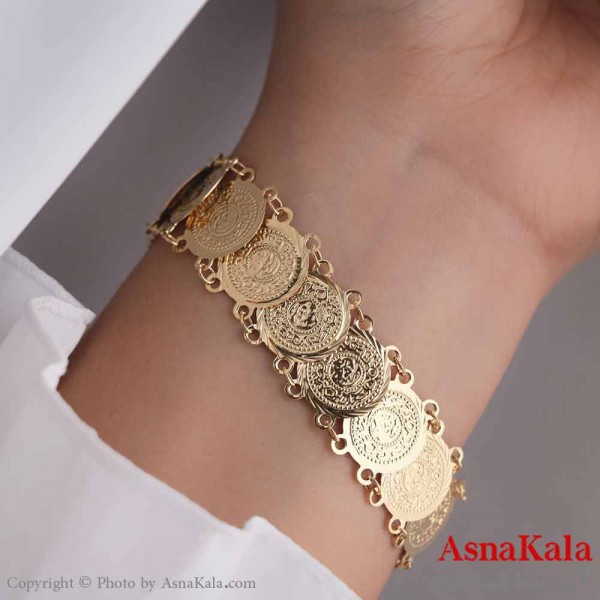 دستبند زنانه طلاروس مدل سکه طلایی کد DSB18577W