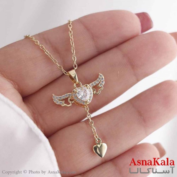 گردنبند استیل 316 مدل نگین فرشته طلایی  کد GNB16815W