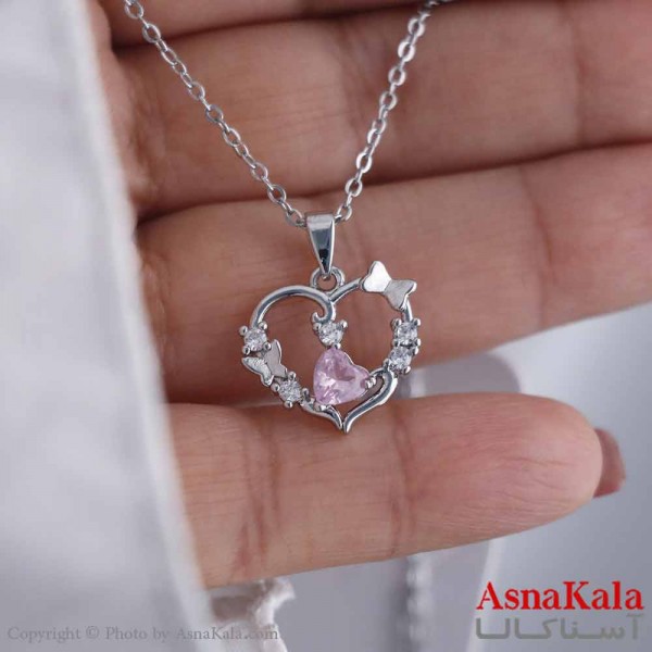 گردنبند پینترستی دخترانه استیل 316 مدل قلبی فانتزی کد GNB16834W