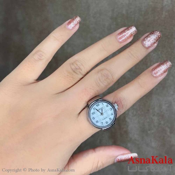 انگشتر زنانه ساعتی  مدل  صفحه عقربه ای چهارخونه کد ANG19592W