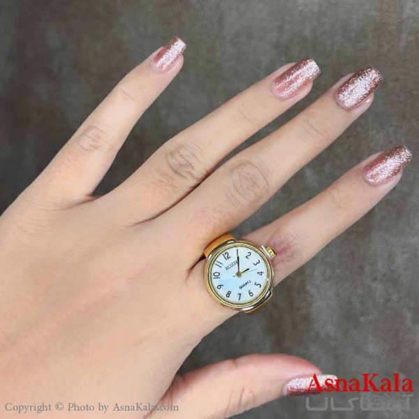 انگشتر زنانه ساعتی  مدل  صفحه عقربه ای سفید خطی کد ANG19596W
