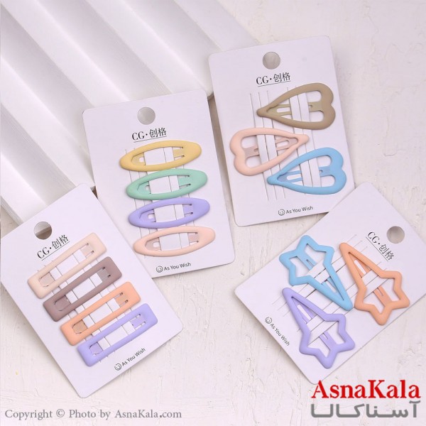 گیره مو تق تقی کارتی مینیمال رنگی ترکیبی کد HAIR13835W