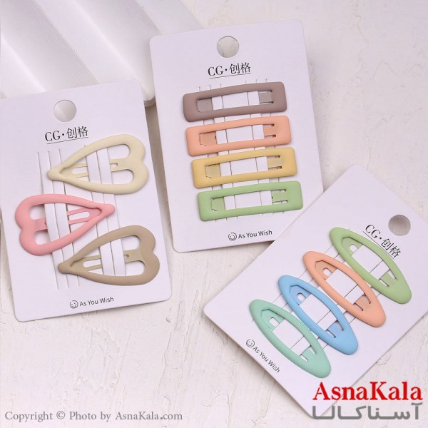 گیره مو تق تقی کارتی مینیمال مات رنگی ترکیبی کد HAIR13838W