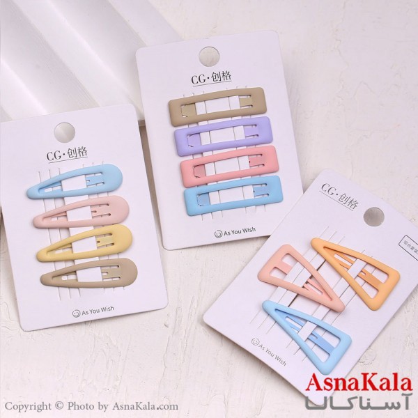 گیره مو تق تقی کارتی مینیمال مات رنگی ترکیبی کد HAIR13842W