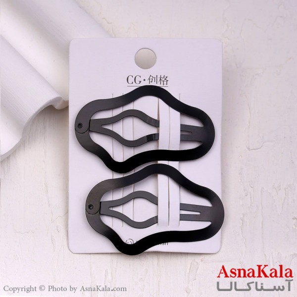 گیره مو تق تقی فلزی مدل ابری مشکی جفتی کد HAIR13891W
